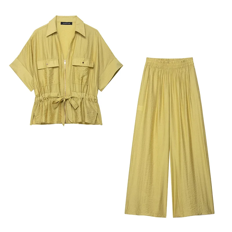 طقم نسائي من TFMLN مكون من قطعتين: قميص بأكمام قصي...