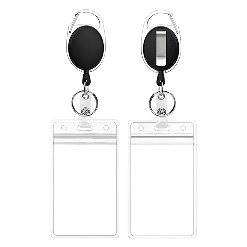 

4 Pcs Badge Tether With Clips Retractable Badge Reel Carabiner Reel Clip Card Holders For ID Card Key Badge Holder