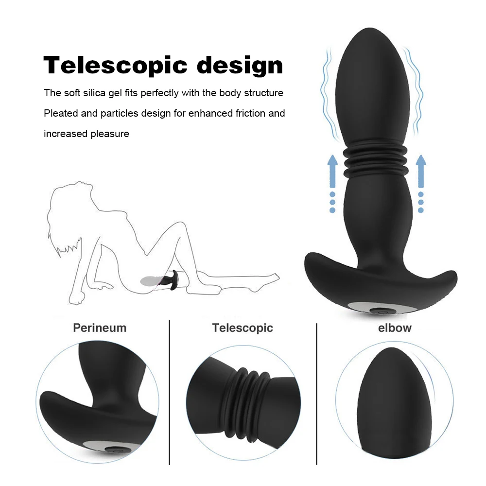Remote Control Wireless Anal Plug Vibrators for Men Prostate Stimulator Male Telescopic Vibrator Massager_voghion.com