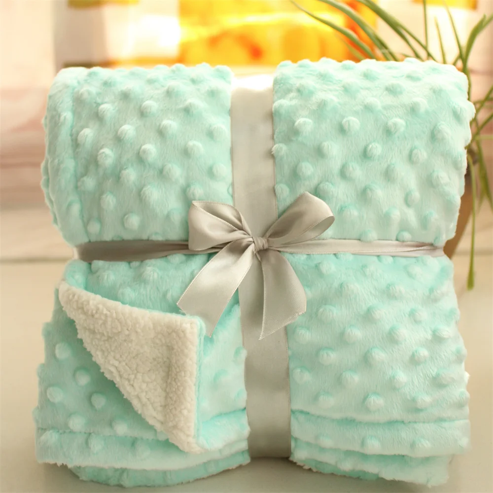 

Plushed 3D Star 2 Layers Thermal Baby Blanket,Newborn Blanket with Sherpa Back,Soft Winter Infant Baby Quilt for Boys and Girls