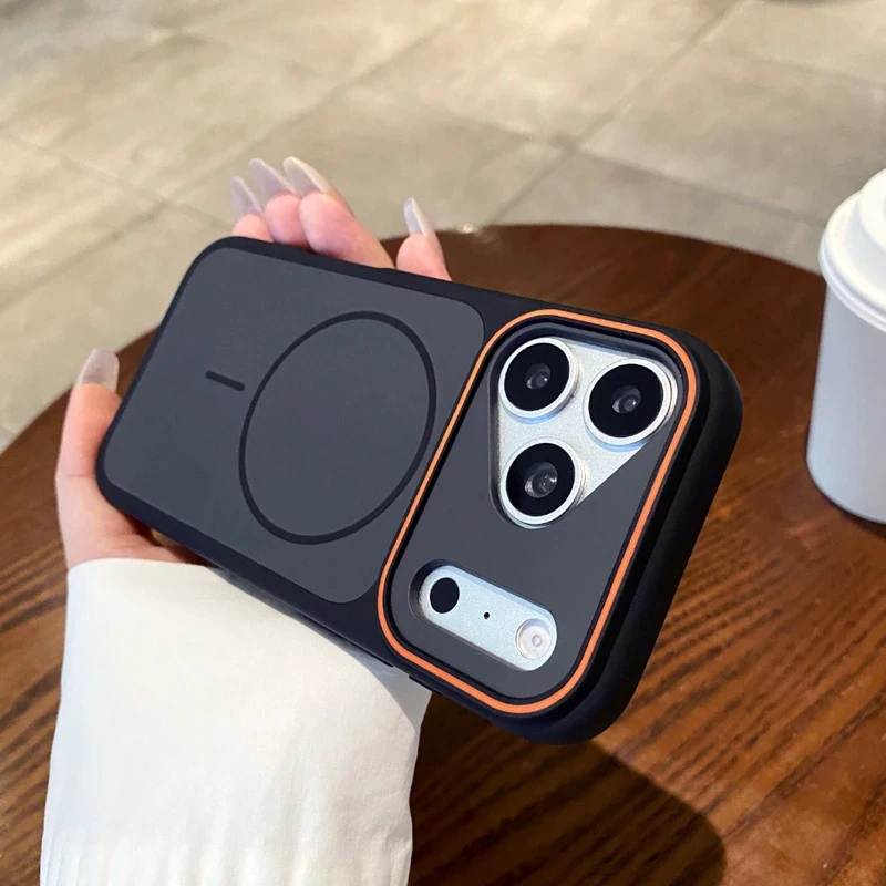 Sleek Dual-Tone Magnetic Phone Case with Large Viewport and Shockproof Back Cover