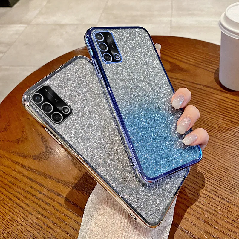 Shiny Glitter Plating Silicone Phone Case with Camera Lens Protection