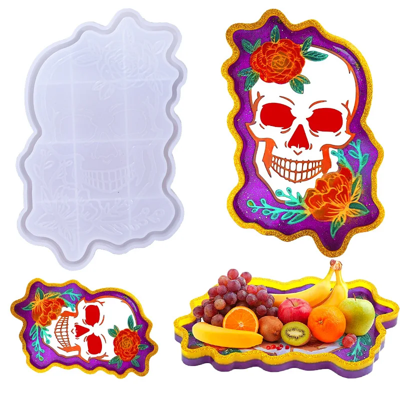 

Resin Mold Skull DIY Silicone Kit Home Decorations for Livingroom Restroom Gift Skeleton Flower Epoxy Polymer Clay Crafts Molds