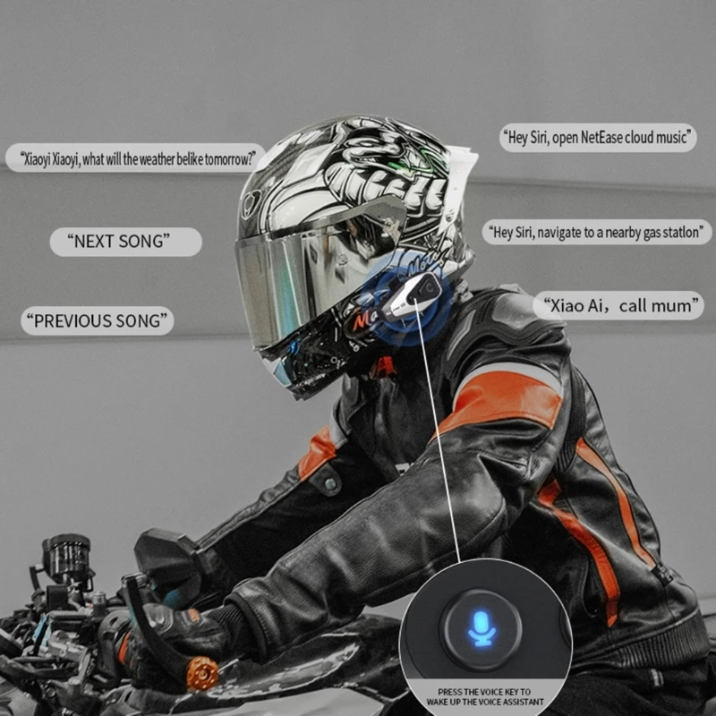 Motorcycle Headset Bluetooth-compatible Intercom Waterproof Earphone