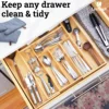 Bamboo Drawer Organizer, Expandable and Adjustable Utensil Drawer Organizer, for Utensils, Cutlery, Silverware, Flatware, Knives 4