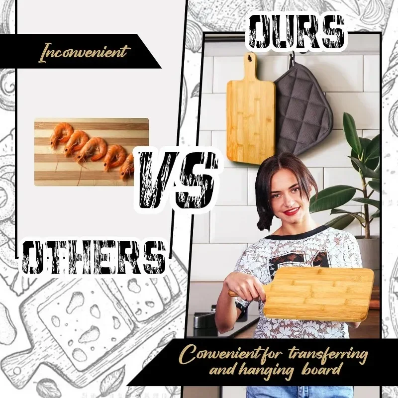 Premium Bamboo Cutting and Serving Board with Handle - Ideal for Chopping, Charcuterie, and More