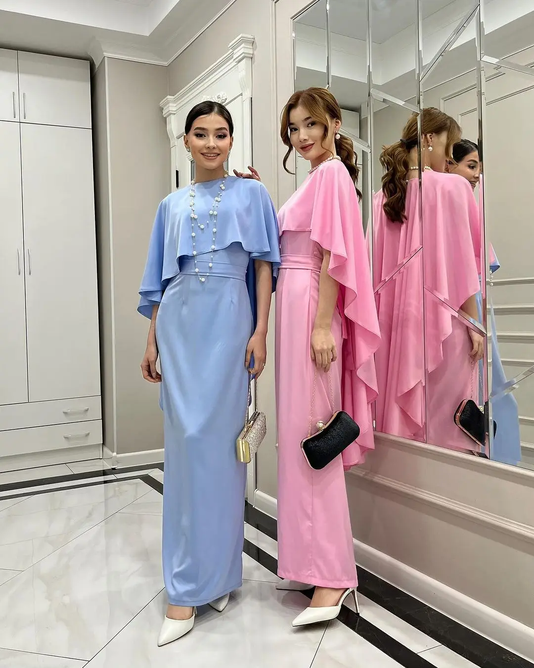 

Elegant Two Pieces Sleeveless Prom Dresses Floor Length Pleated Party Gowns for Women Evening Dresses