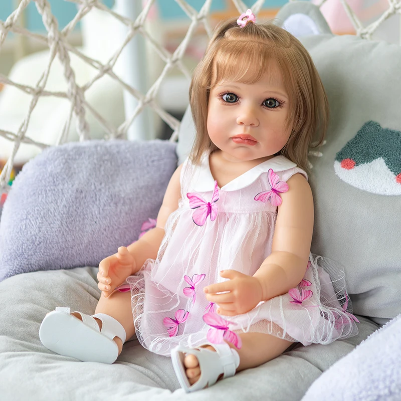

55CM Reborn Princess Girl Doll Full Body Silicone Soft Touch Lilly Hand Detailed Painting Soft Touch Waterproof Bath Toy