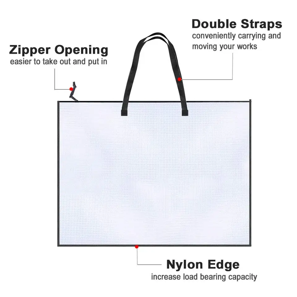 Borsa Porta Poster In PVC Trasparente 80x64 Cm – Impermeabile, Con Tasca Frontale E Manici Robusti, Ideale Per Artisti