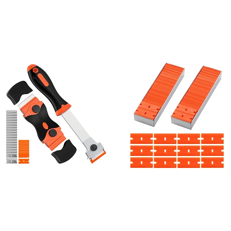 

1 Set Razor Blade Scraper Glass Scraper Plastic Blade Scraper Tool & 1 Set Plastic Razor Blades Double Edge Razor Blade