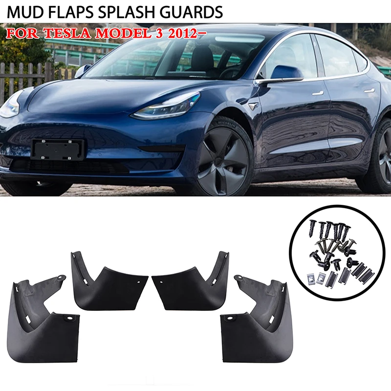 

1 Set Car Wheel Mud Flaps Mudguard Splash Guards Fender Fit For Tesla Model 3 2012-2020 Car Exterior Decoration Accessories