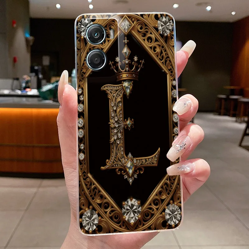 Retro Initial Letter Couple Phone Case - Transparent Soft Silicone Cover, New Fashion Design