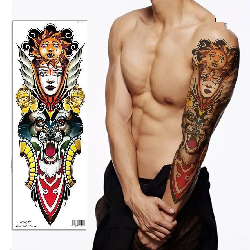 

Water Transfer Original Beauty Beast Full Arm Tattoo Sticker European Protection Personalized Full Arm Flowe Tattoo Sticker