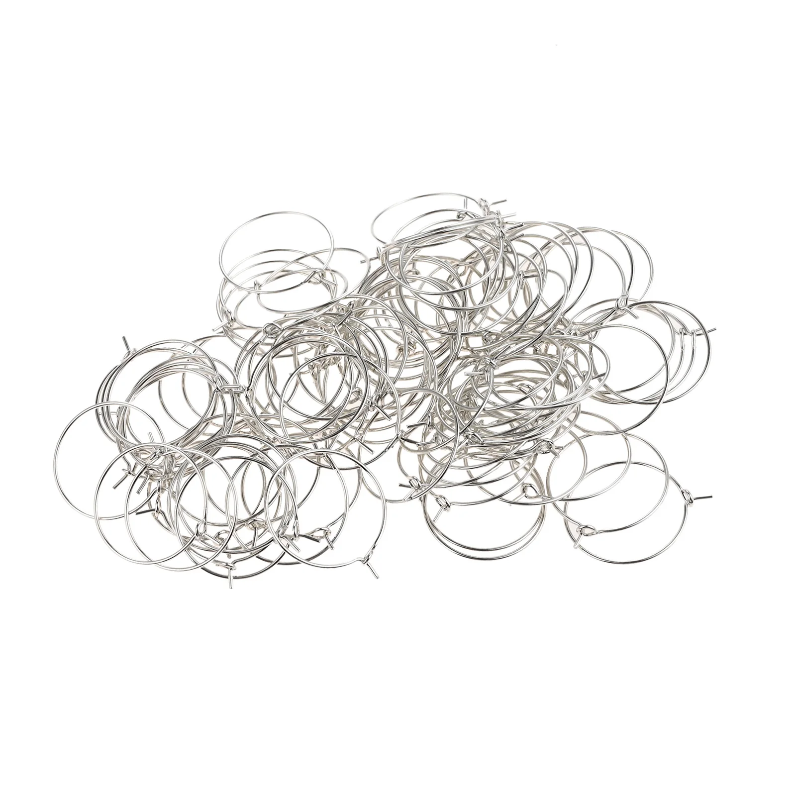 20mm-35mm Wine Glasses Rings Markers Silver Earrings Circle Wire Rings Hoops DIY novelty Gift Party Drink Wine Labeling 100Pcs