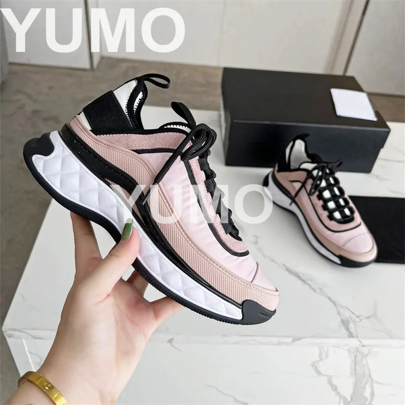 

2023 High Quality Women's Sneakers Round Toe Mixed Color Lace Up All Match Outdoor Fashion Casual Running Shoes Size 34-42
