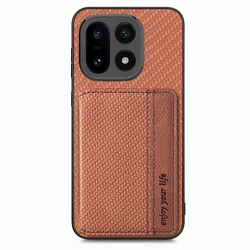 Leather Wallet Card Holder Phone Case with Magnetic Flip Stand and Storage Compartment - OnePlus 15R (Brown)