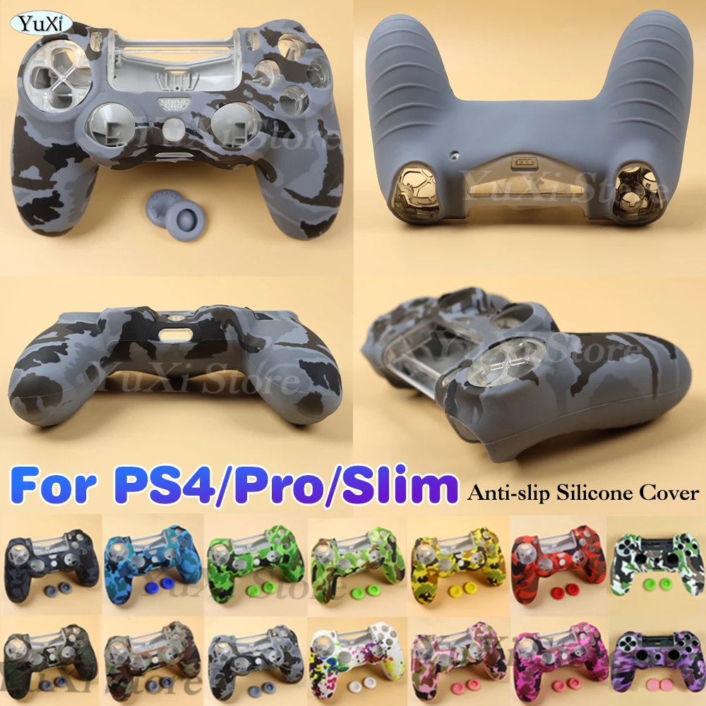 Anti-slip Silicone Cover Camo Protective Skin Case For PS4 Pro
