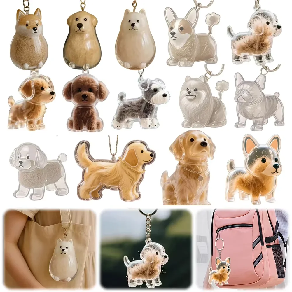 Haustierhaar-Andenken-Kapsel Schlüsselanhänger Transparenter Behälter für Hundehaar Gedenk-Anhänger Tragbarer Aufbewahrungsort Geschenk für Tierliebhaber