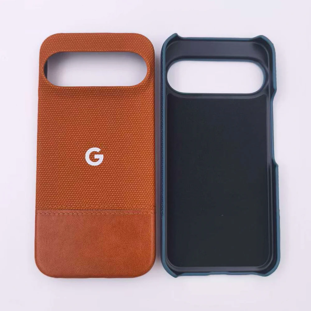 Vintage Fabric Leather Color Block Shockproof Phone Shell - Frameless Design