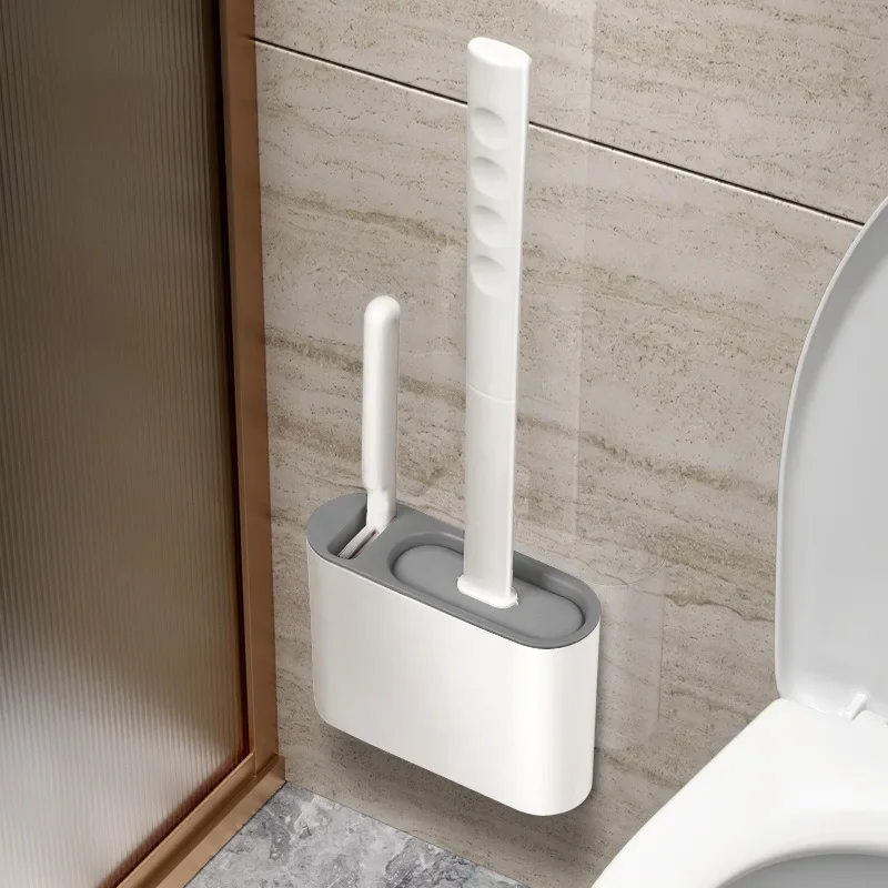 

Cross-border New Silicone Toilet Brush Household Non-dead Corner Bathroom Wall Hanging Toilet Brush Cleaning Set