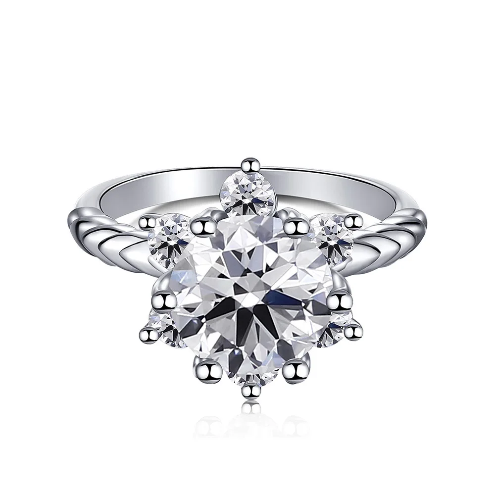 Streaming Live Transfrontaliero Vendita Calda S925 Sterling Silver One Carat 5A Zircone High Carbon Diamond Snowflake Fashion
