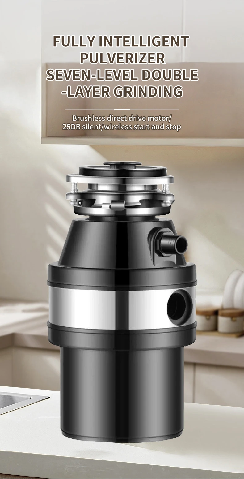 Description Picture 2 of itemDIVEDEER Kitchen Garbage Disposal Stainless Steel Food Crusher Waste Disposer for Residue Processor Air Switch Easy Install 560W