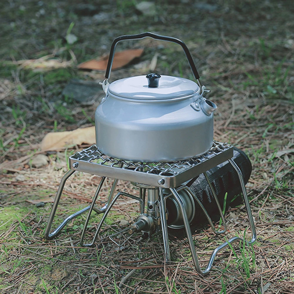 Mini Barbecue Grill Stand Stainless Steel Foldable Stove Pot Rack Heat Resistance Gas Stove Stand for Outdoor Camping Hiking