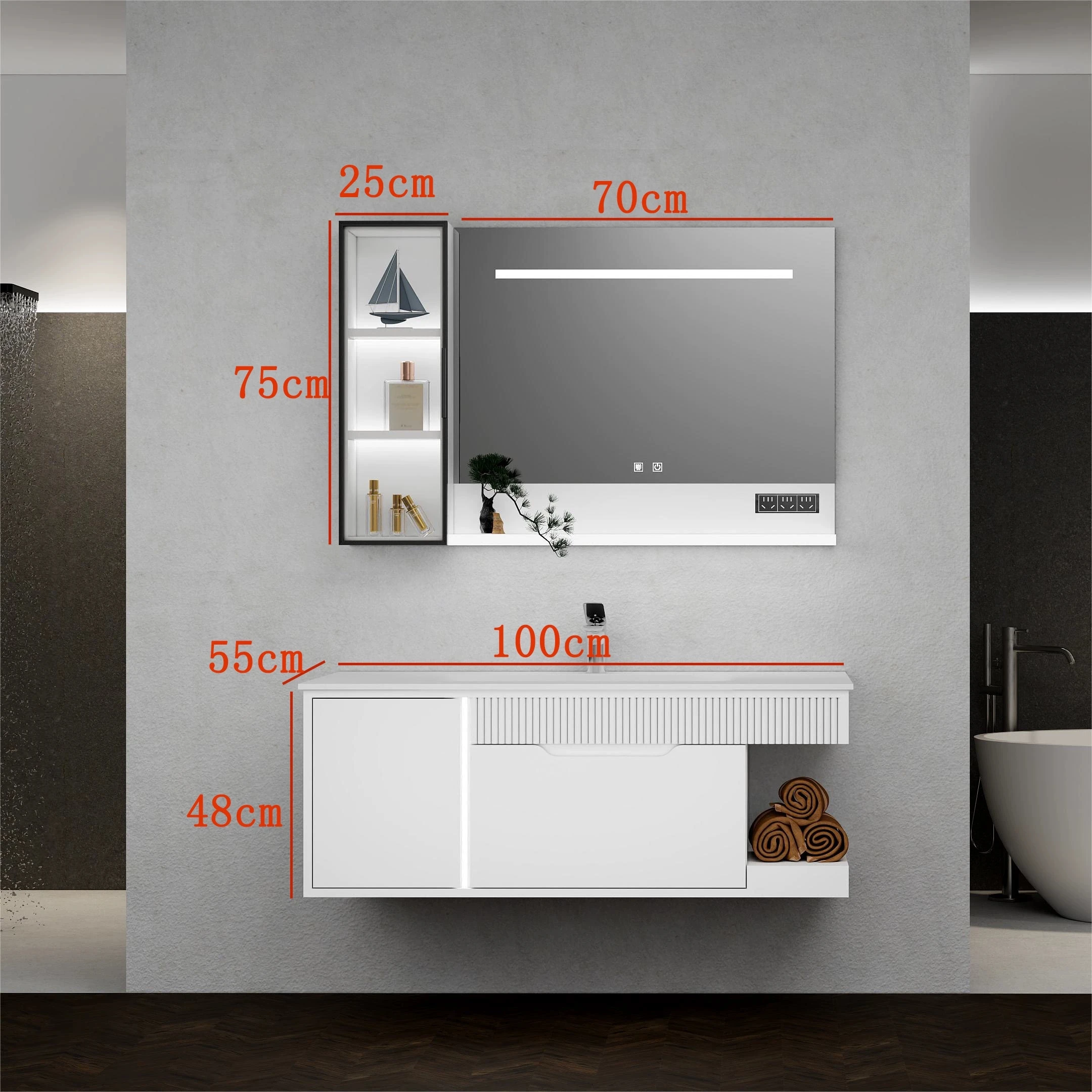 hot bending integrated basin toilet washbasin French cream wind Solid wood paint bathroom cabinet rock slab