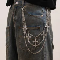 Chaîne de pantalon en métal Punk, chaîne de taille Hip Hop, pendentif croix, chaîne de jean pour hommes et femmes, accessoires cadeaux 1