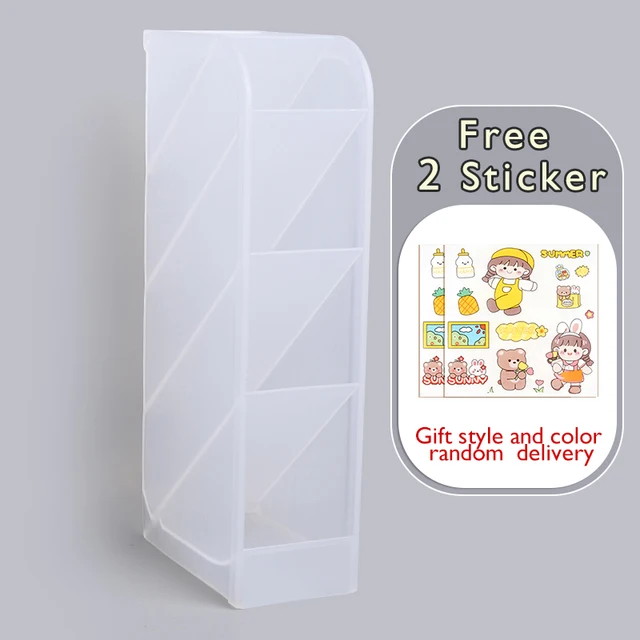 Creative Transparent Oblique Insert Pen Holder Student Desktop Pen Bucket Storage Box Stationery