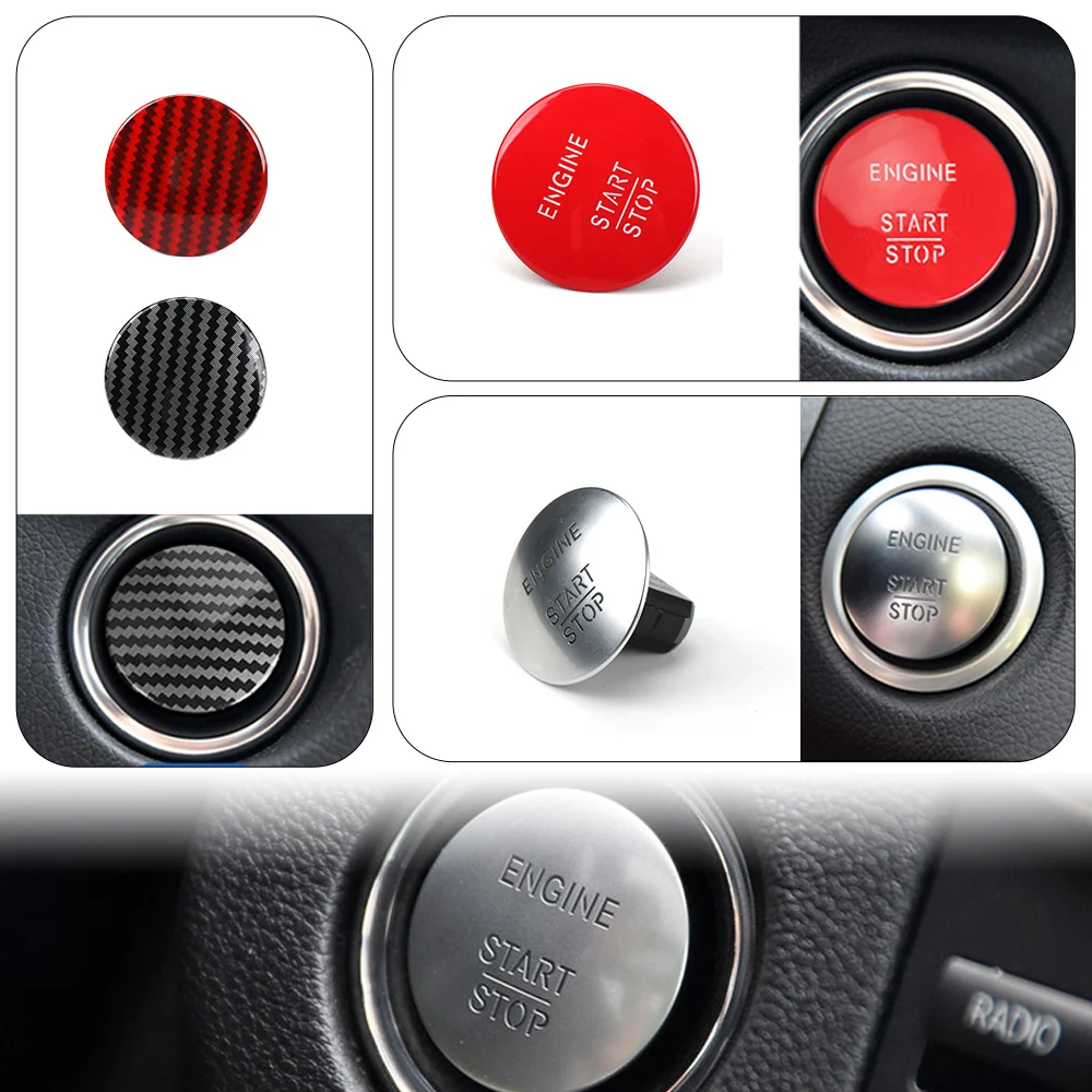 Keyless Start Stop One Button For Benz W164 W204 W205 2215450714 Red Black Carbon W222 W212 Engine Ignition Switch