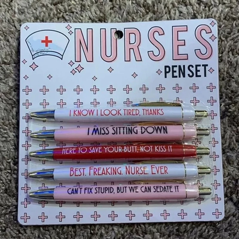  7 Pcs Funny Nurse Pens Glitter Metal Pen for Nurses  Appreciation Gifts Black Ink Ballpoint Pens Retractable Ballpoint Pens Funny  Gifts for Kids Students Women Men Office Supplies (Nurse) 