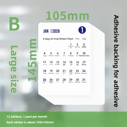 Colorful Decorative Calendar Stickers for DIY Scrapbooking & Kids' Stationery (Large 1 set B 2026)