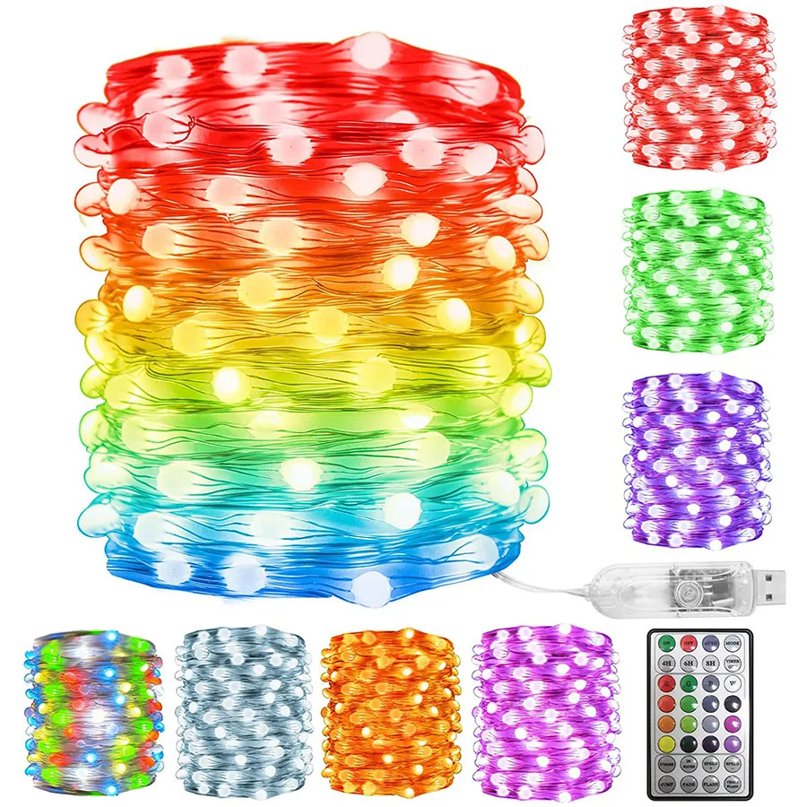 

5/10/20M Color Changing Fairy Light Outdoor Christmas Tree Fairy Light With Remote Holiday Wedding Party Twinkle Garland Light