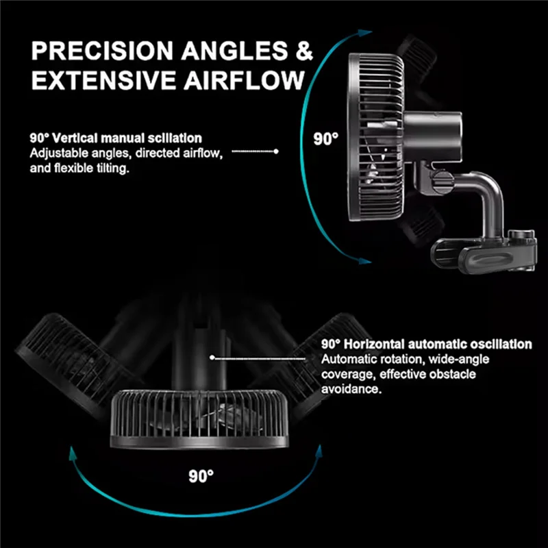 A69egrow Tent Clip Fan Quiet Oscillating Ventilation For Hydroponics Circulation Cooling For Hydroponics, Greenhouses EU Plug