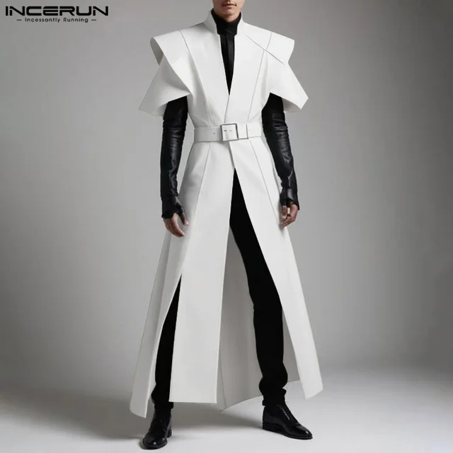 Casual mn Style Y-INCERUN Beau Hommes At Silhouette Long Cardigan Chemises Homme Solide Document À Manches Courtes Blouse S-5XL 1