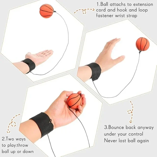 1-64PCS New Elastic Return Sponge Ball Nylon String Game Exercises Rubber Hand Ball Kids Toys Finger Band Ball Outdoor Yoga Ball 4