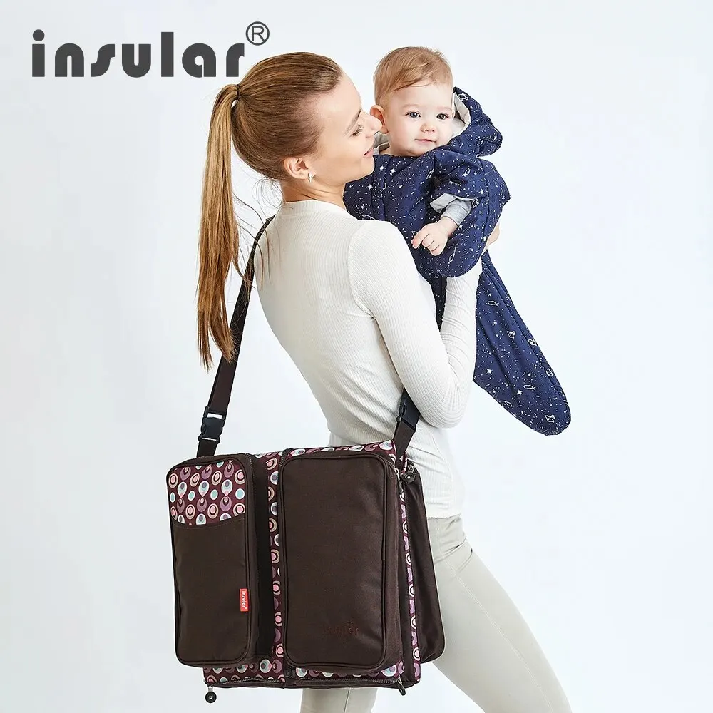 Insular Multifunctional Baby Diaper Bag Baby Bed Foldable Newborn Bed Travel Baby Mommy Nappy Changing Bag 5