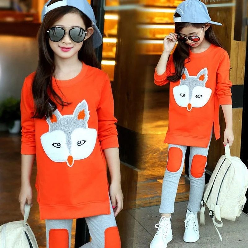 Girls Clothing Set Spring Autumn Jacket + Trousers 2 PCS Children 8 10 11 12 Year