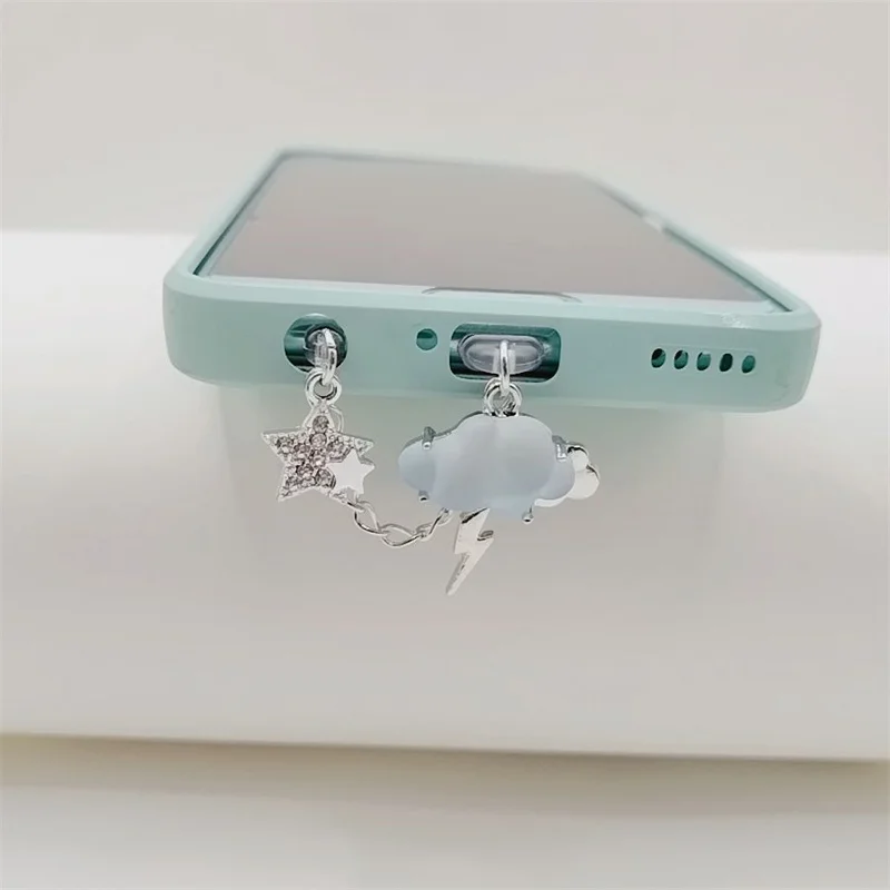 날씨 먼지 플러그 매력 전화 스토퍼 펜던트 충전 포트 플러그 iPhone 유형 C 먼지 보호 Airpods 액세서리에 귀여운