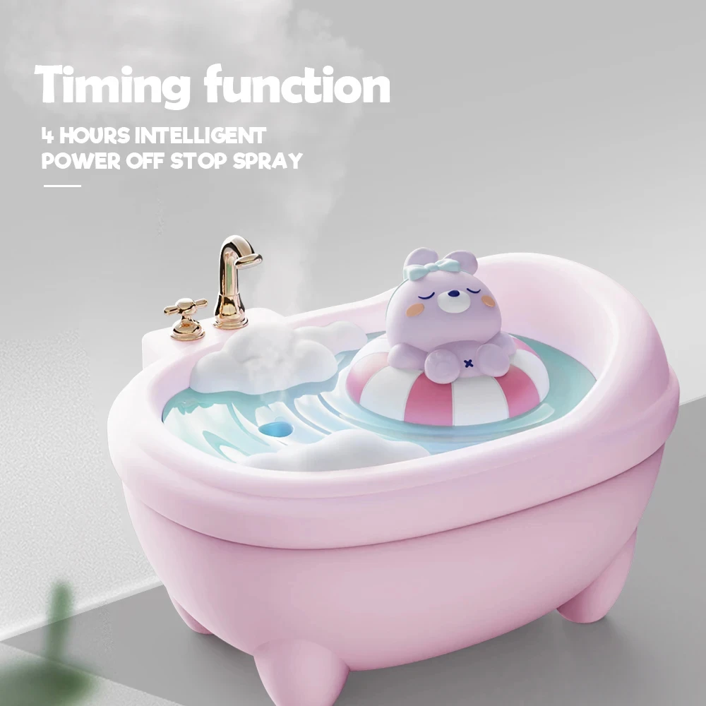 Cartoon Air Humidifier Colourful Lighting 340ML Mini Bathtub Shape Diffuser Kids Toy Cute Duck Humidifiers Cars Desktop Silent