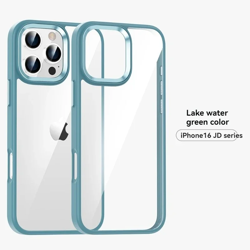 Luxury Transparent Phone Case with Metal Buttons - Desert Titanium Gold Cover