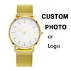 Customizable Gold Quartz Watch with Image Logo Personalized Timepiece for Men And Women