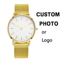 Customizable Gold Quartz Watch with Image Logo Personalized Timepiece for Men And Women