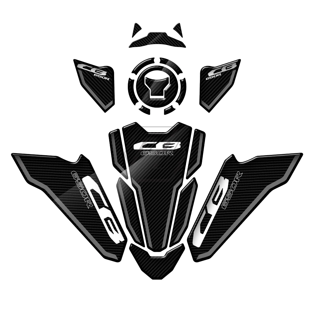 3D Carbon-look Motorcycle Accessorie Triple Yoke Defender Sticker Tank Pad Decals for Honda CB650R 2021-2022 waterproof motorcycle stickers motorbike tank pad protector sticker gs 40 year motorcycle hand guard sticker for bike accessorie