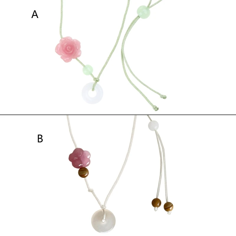 

Beads Flower Pendant Clavicle Chain Female Summer Adjustable Rope Necklace
