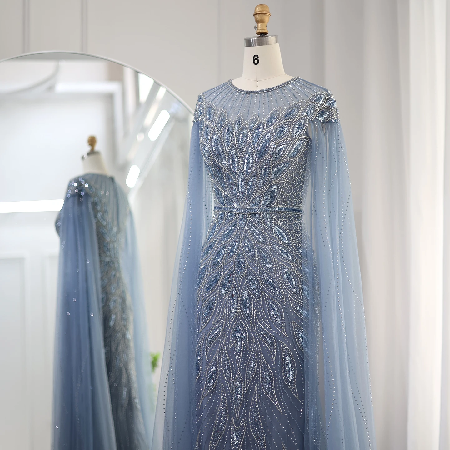 Sde03261520b447e293ff293dfa1041a3A Luxury Arabic Blue Mermaid Evening Dress with Cape Sleeves Sage Green Gold Dubai Women Wedding Party Gowns Mallzona