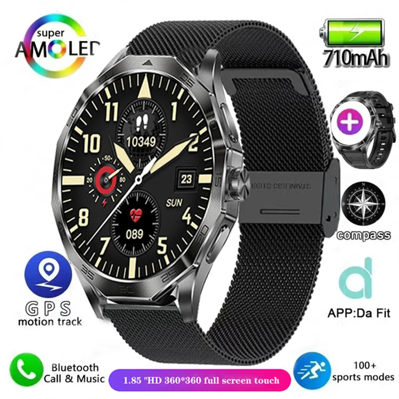 New GPS Smartwatch Men's Music Player 360*360 AMOLED screen Bluetooth Call Sports Men's Smartwatch Women for Xiaomi iOS DA03 7