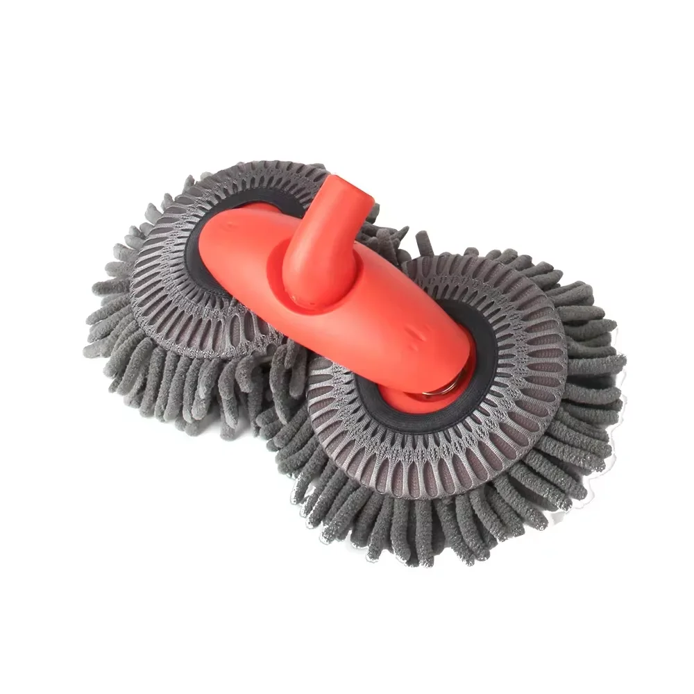 Three-Section Telescopic Mop Roof Window Cleaning Maintenance Accessories Rotating Double Brush Head Car Wash Mop Auto Supplies