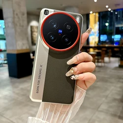 Fashion Triangle Pattern PU Leather + Hard PC Camera Protection Phone Case Cover for Vivo X200 (Grey)